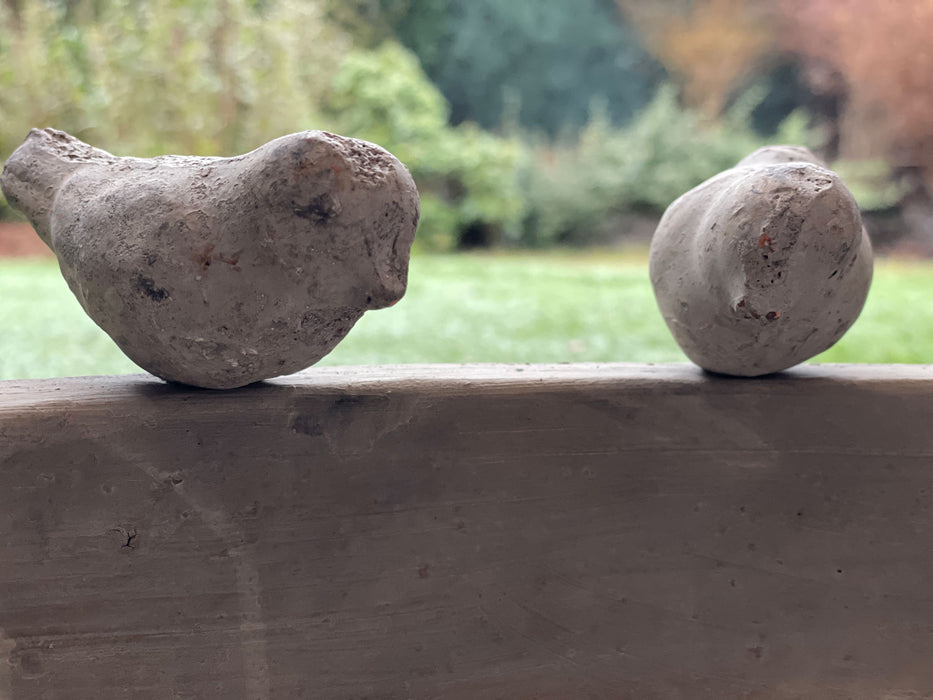 Vintage Vogeltränke Keramik 30cm 2 Vögel Grau Vogelbad Balkon Terrasse Garten