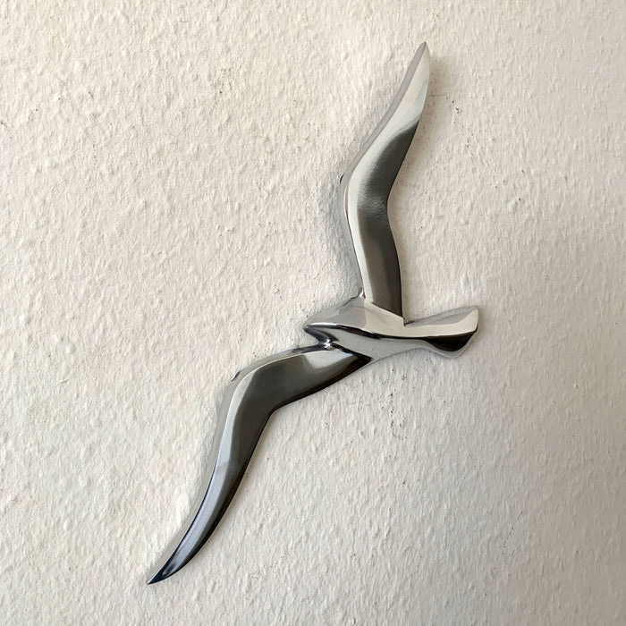 Wand Deko-Objekt Möwe 46cm Aluminium Silber Deko-Figur