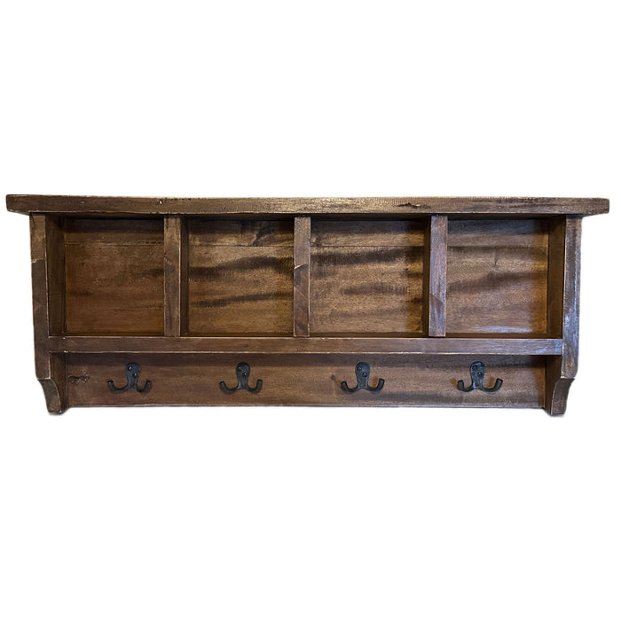 Exkluisve XL Vintage Holz Wandgarderobe 70cm mit Ablage 4-fach Regal Doppelhaken