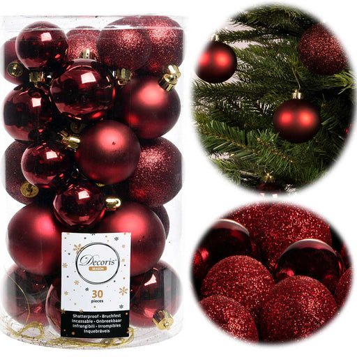 30 Kunststoff Weihnachtskugeln Rot 4cm-6cm Baumkugel Dekokugel