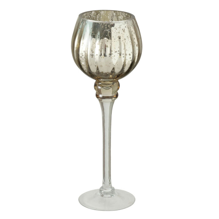 Exklusives XL Glas Windlicht 2-fach 25/30cm Champagner Teelichthalter Kerzenständer