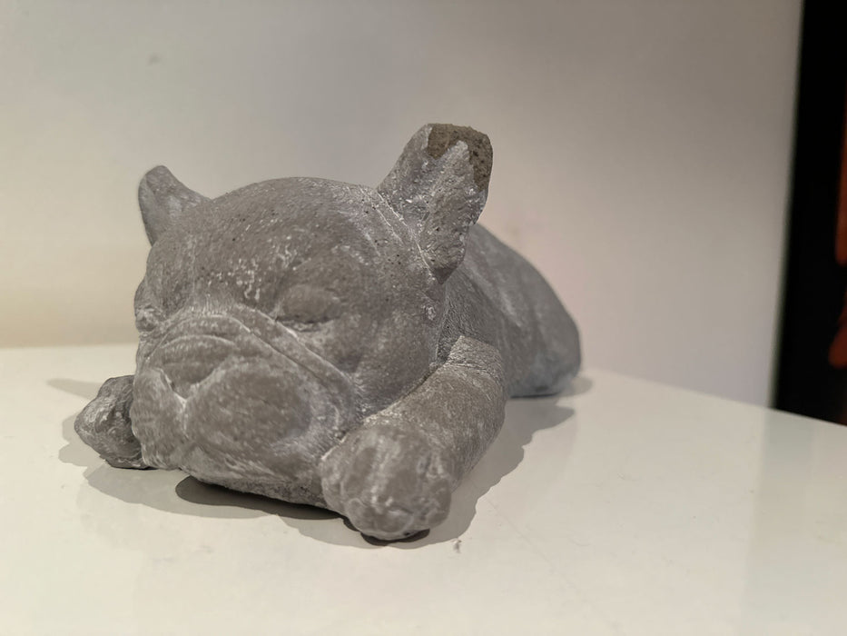 Beton Deko Französische Bulldogge Frenchie 25x10cm Grau Weiß Figur Statue Objekt