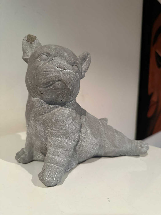 Beton Deko Französische Bulldogge Frenchie 20x18cm Grau Weiß Figur Statue Objekt