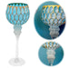 Exklusives XL Glas Windlicht 35cm Crystal Blau Gold Teelichthalter Kerzenständer