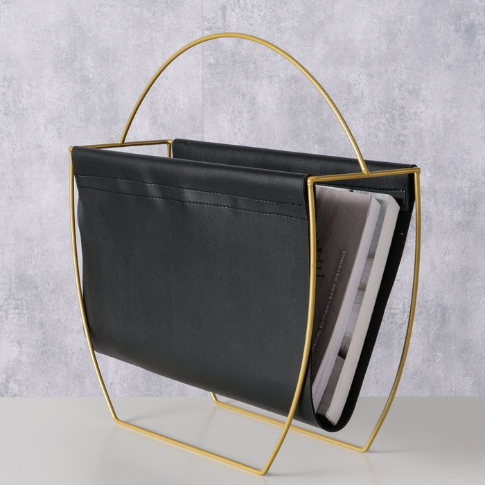 Eleganter Magazinständer Schwarz Gold 40cm Zeitungsständer Zeitschriftenständer