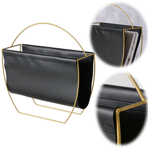 Eleganter Magazinständer Schwarz Gold 40cm Zeitungsständer Zeitschriftenständer