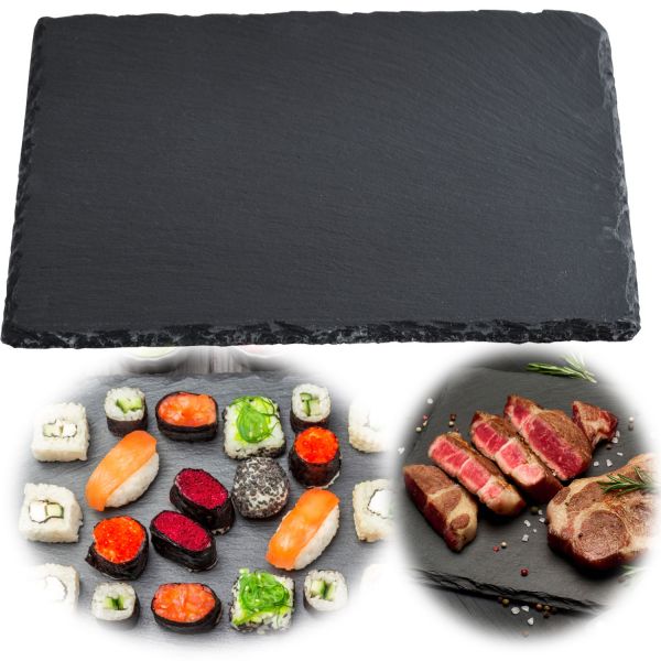 XL Schieferplatte Servierplatte 40x30cm Tafelplatte Schieferteller Sushi