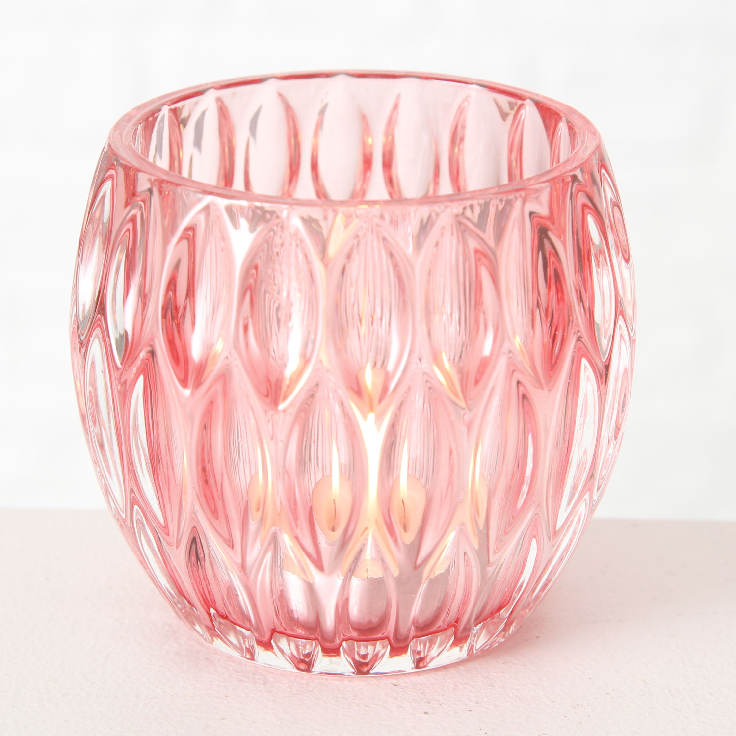 3 Glas Teelichthalter Rosa Windlicht-Halter 10cm Set Teelichtglas | LS-LebenStil Rose