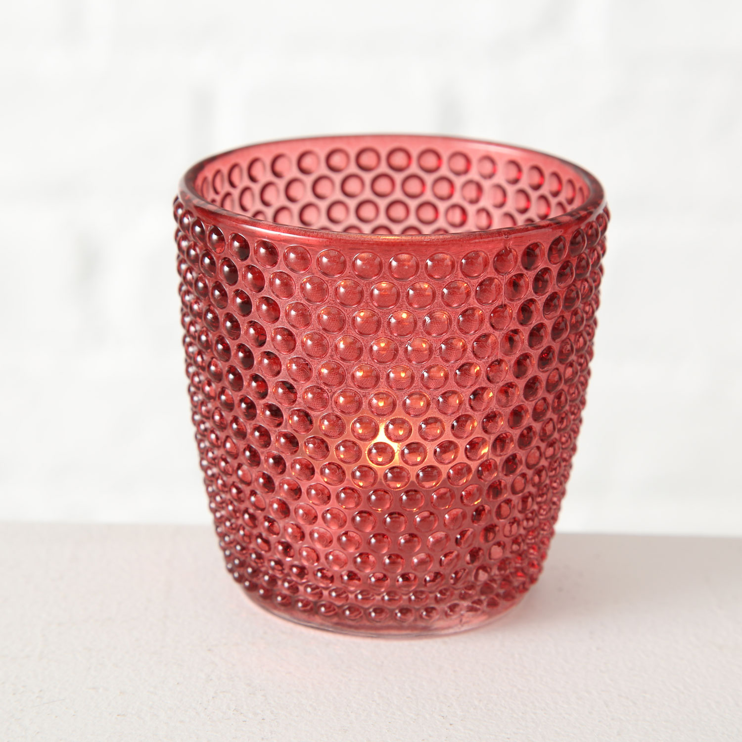 4´er Set Glas Teelichthalter Retro Rosa Rose 7cm Teelichtglas  Windlicht-Halter | LS-LebenStil